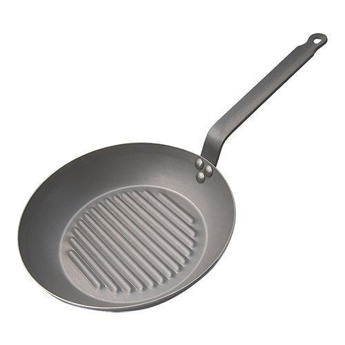 EMGA Grillpan Ø 26 cm – ronde stalen grillpan voor steaks en gegrild vlees