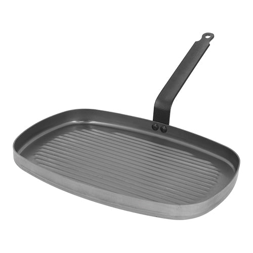 EMGA Grillpan 38x26 cm rechthoekig – stalen grillpan voor horeca en catering