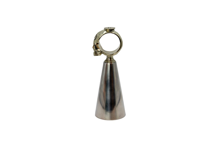 47 Ronin skull jigger 13,5 cm – RVS maatbeker met doodshoofdring voor bartenders