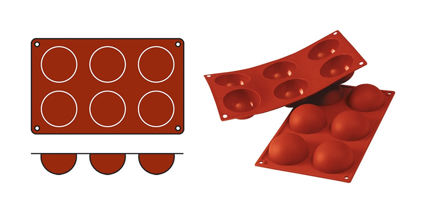 EMGA Siliconflex Half-Sphere groot – grote siliconen bolvorm voor entremet en mousse