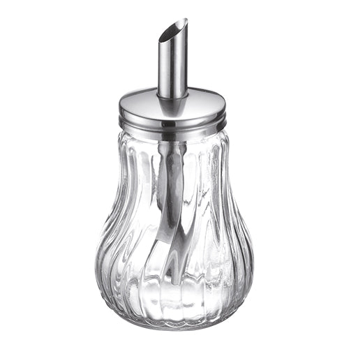 EMGA suikerstrooier RVS/glas 28 cl – glazen suikerstrooier met RVS dop voor horeca