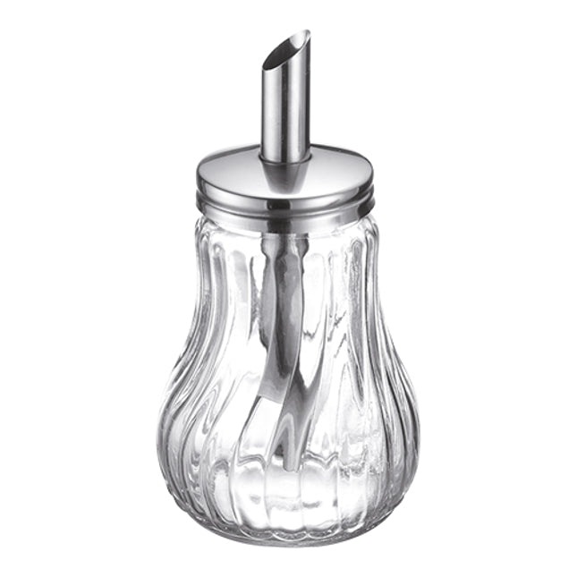 EMGA suikerstrooier RVS/glas 28 cl – glazen suikerstrooier met RVS dop voor horeca