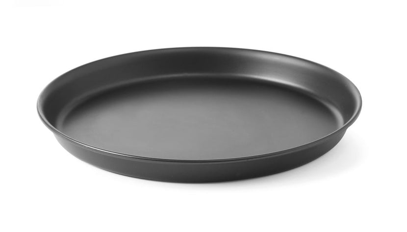 Blauwstalen Hendi pizzapan 200 mm van bovenaf – lage rand voor knapperige bodem