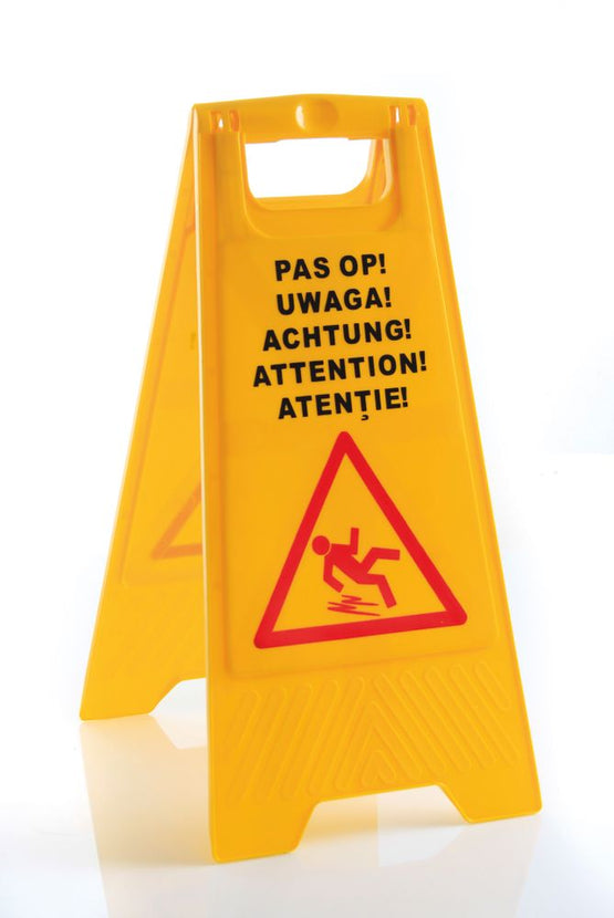 Hendi waarschuwingsbord natte vloer PP in 5 talen – opvouwbaar veiligheidsbord voor horeca