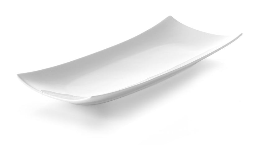 Hendi bord rechthoek Bark 352x146x40 mm – lang wit porseleinen serveerbord voor sushi en tapas