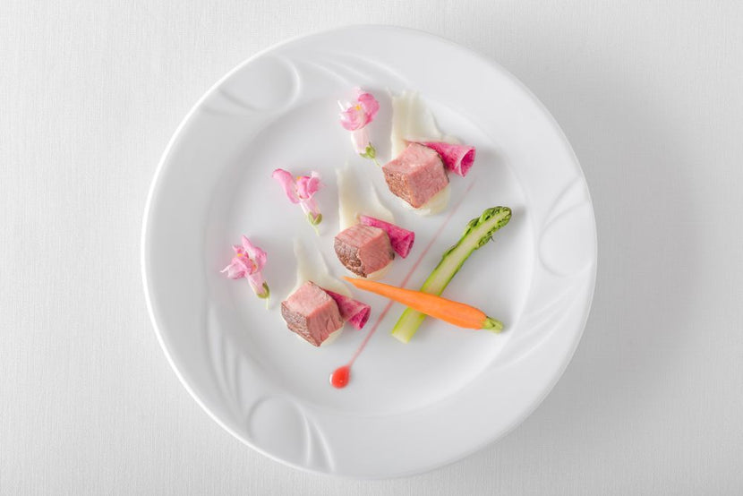 Hendi Karizma bord 320 mm – bovenaanzicht van het witte porselein voor royale plating door de chef