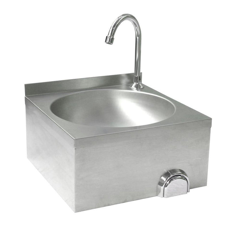 Hendi wasbak met kniebediening rvs – hygienische handwasbak voor keuken, slagerij en catering