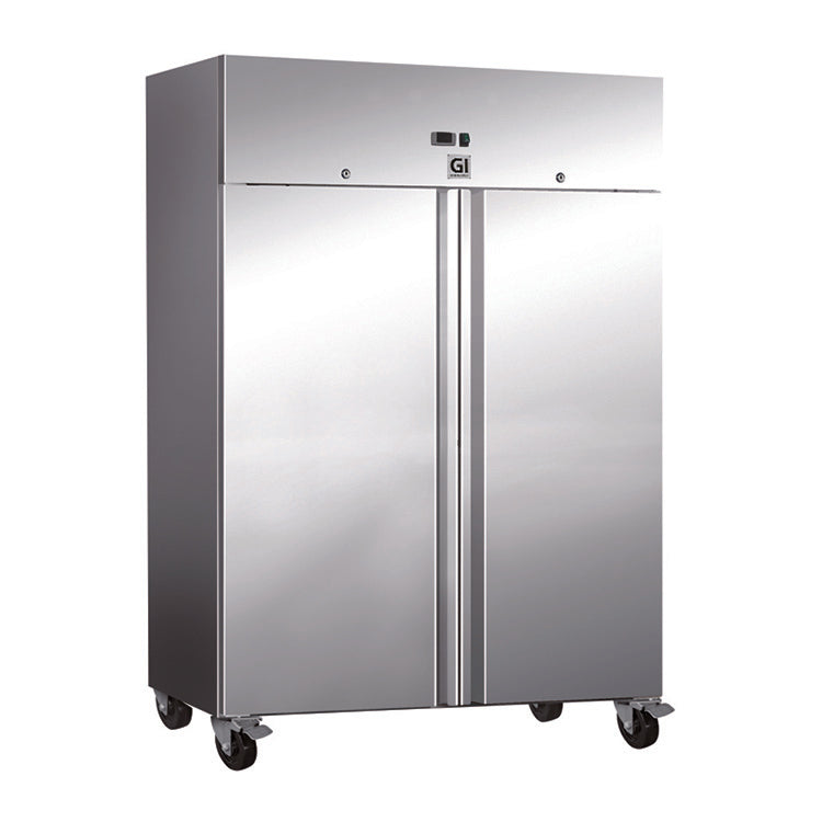 Gastro-Inox RVS koeling 1200 liter geforceerd gekoeld – dubbeldeurs horecakoelkast