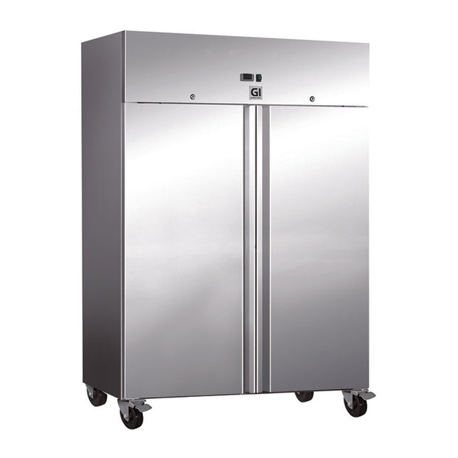 Gastro-Inox RVS koeling 1200 liter geforceerd gekoeld – dubbeldeurs horecakoelkast
