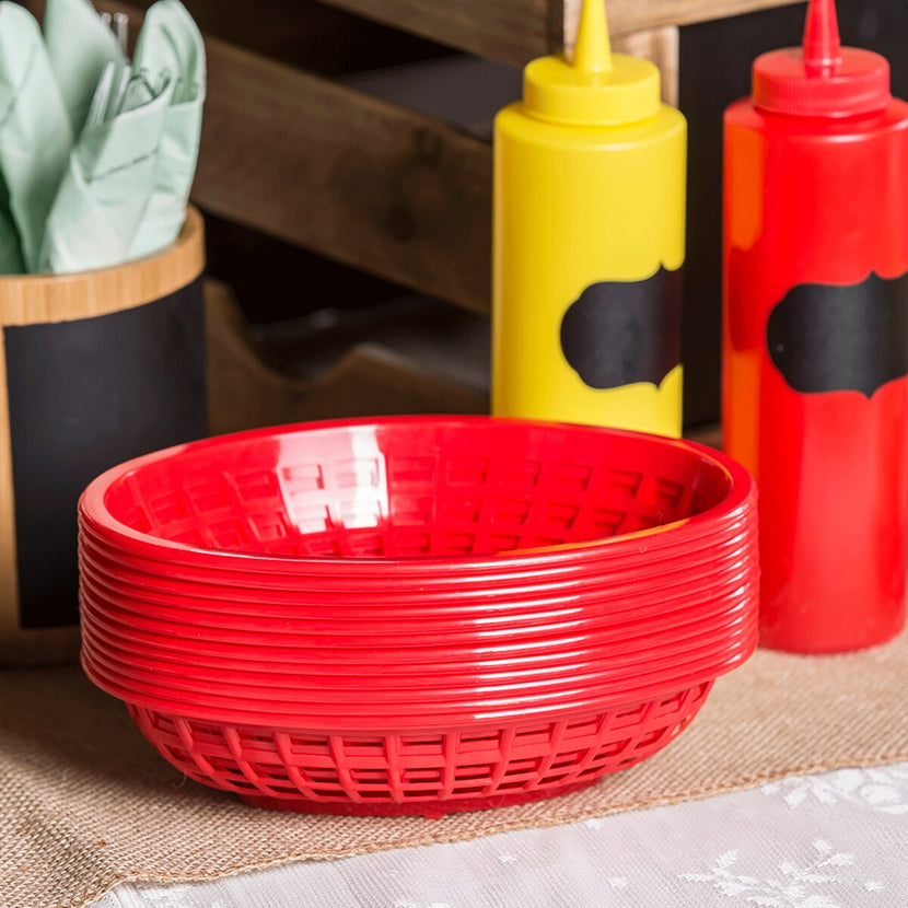Rood Jumbo serveermandje van Tablecraft – duurzaam kunststof mandje voor fastfood en cateringservice