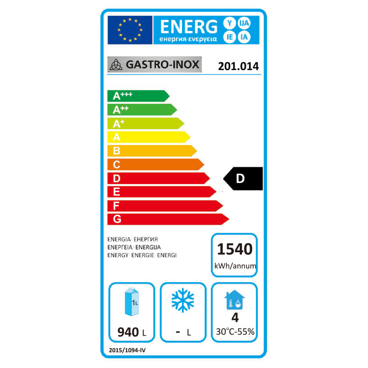 Gastro-Inox koelkast 1200 l dubbeldeurs – grote RVS koeling voor professionele keukens