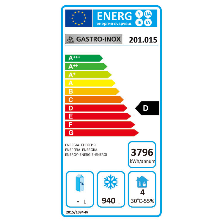 Gastro-Inox vrieskast 1200 l – roestvrijstalen dubbeldeurs vriezer voor grootkeukens