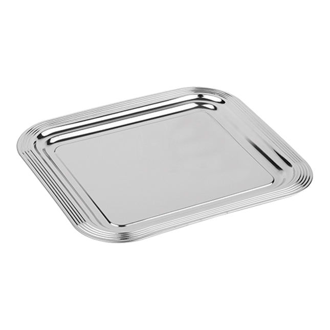 EMGA Partyplateau verchroomd 35x32 cm – rechthoekig buffetplateau voor recepties
