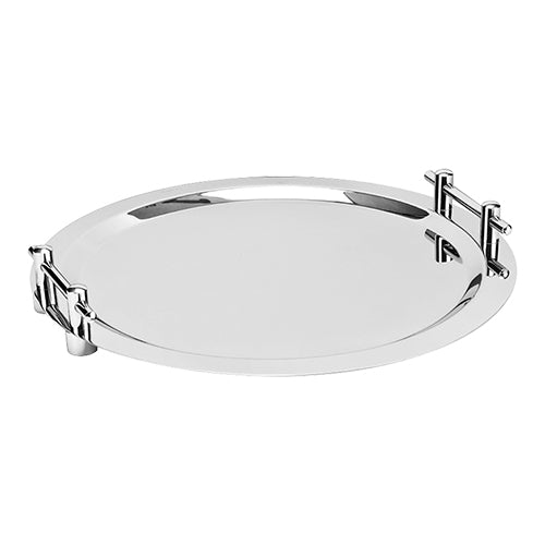 EMGA Serveerplateau Ø 50 cm inox – groot rond RVS buffetplateau voor recepties