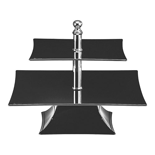 EMGA Taartstandaard 2-etages zwart – tweelaagse etagere voor gebak en high tea