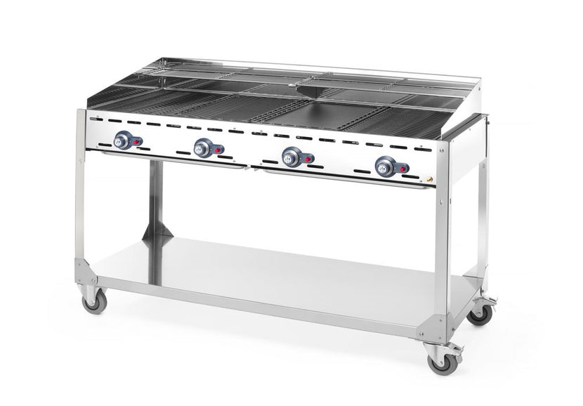 Hendi Green Fire 4-brander BBQ Profi Line – verrijdbare gasbarbecue voor restaurants