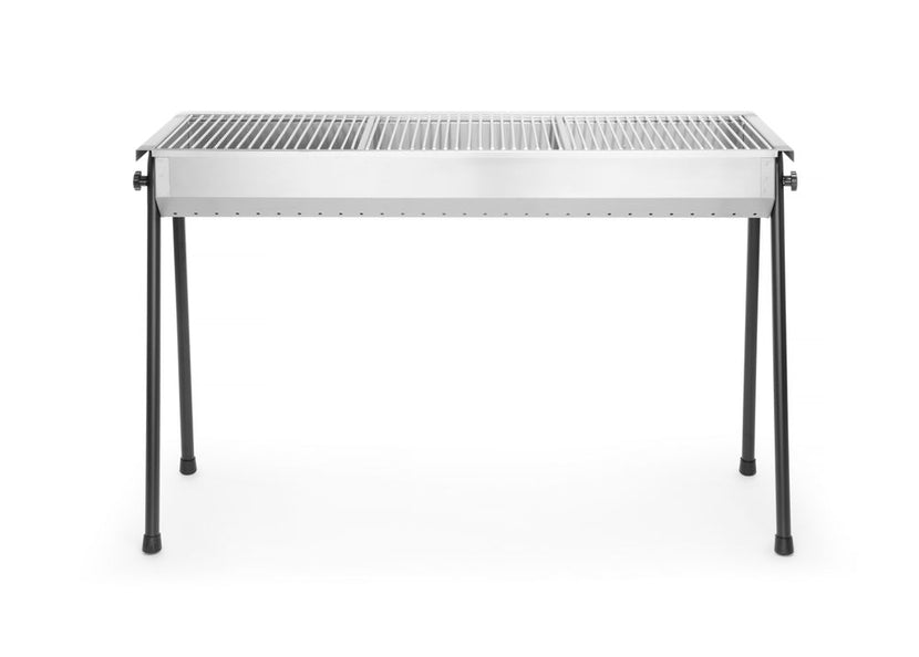 Hendi houtskoolbarbecue Rest RVS 1130x380x760 mm – grote horecabarbecue voor terras