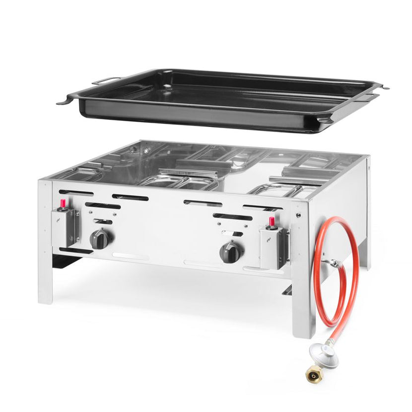 Hendi Bake-Master Maxi – gasbarbecue met grillrooster en bakplaat voor buitenkeuken