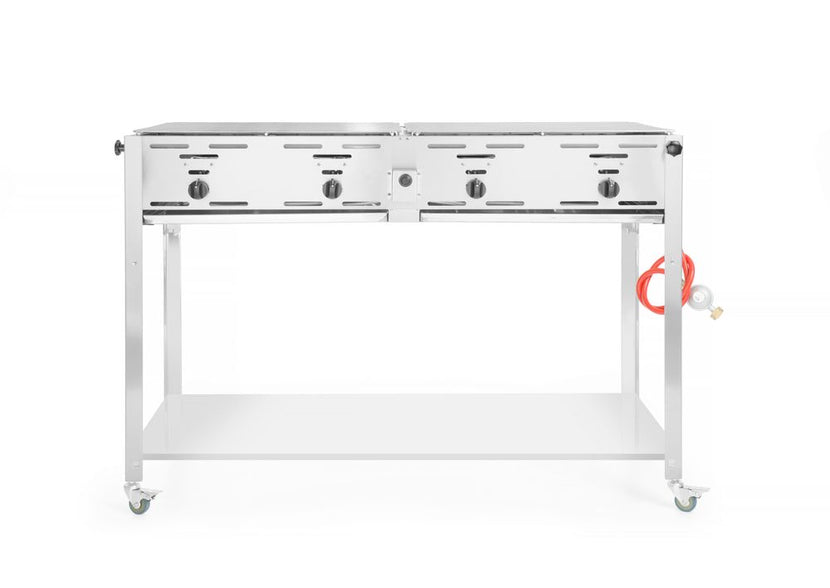 Hendi Grill-Master Quattro – verrijdbare gasbarbecue met onderplaat voor de horeca