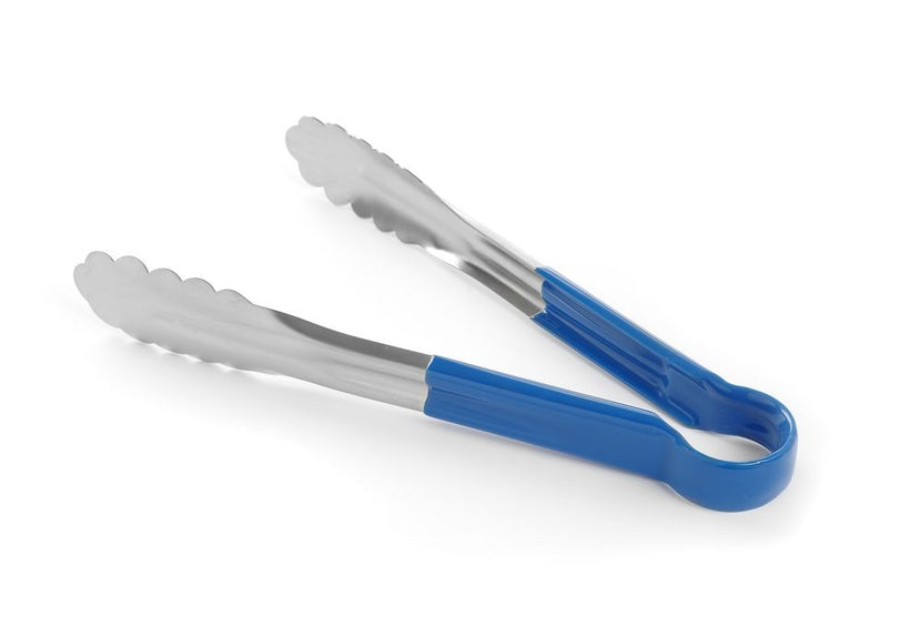 Hendi serveertang RVS 300 mm met blauw PVC handvat – kleurcode tang voor de horeca