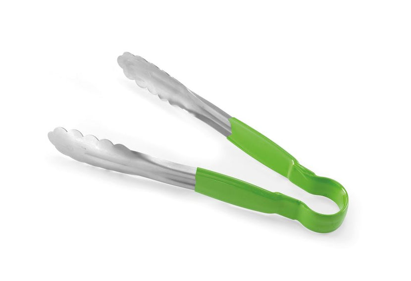 Hendi serveertang RVS 300 mm met groen PVC handvat – kleurcode tang voor buffet