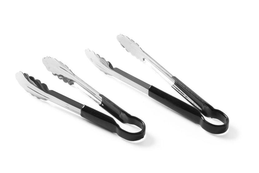 Hendi serveertang RVS 250 mm met zwart PVC handvat – buffettang voor restaurants