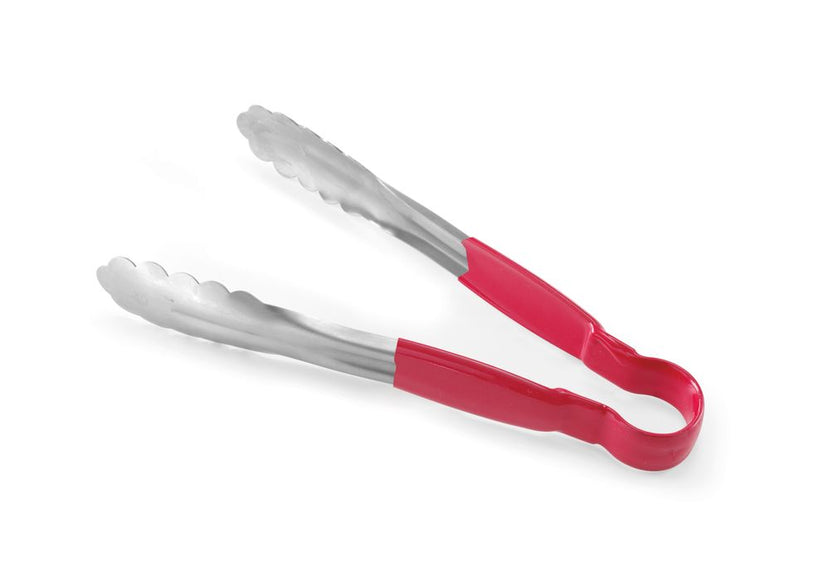 Hendi serveertang 250 mm met rode PVC greep – kleurcode buffettang voor restaurants