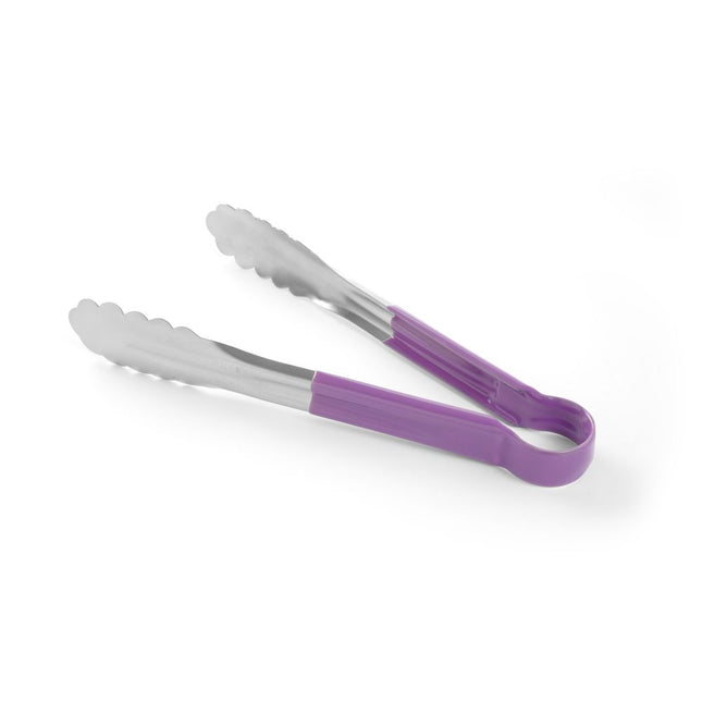 Hendi serveertang 250 mm met paarse PVC greep – kleurcode buffettang voor catering