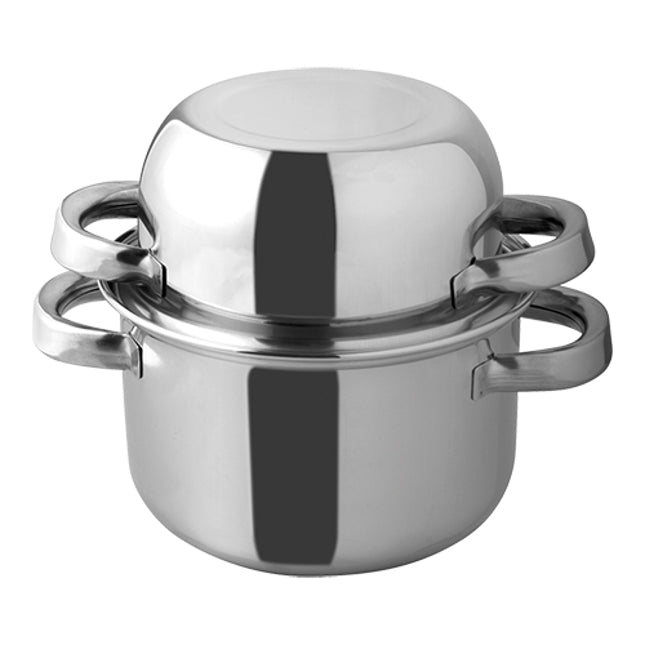 EMGA Mosselpan Ø 20 cm RVS – ruime pan met deksel voor mosselen in de horeca