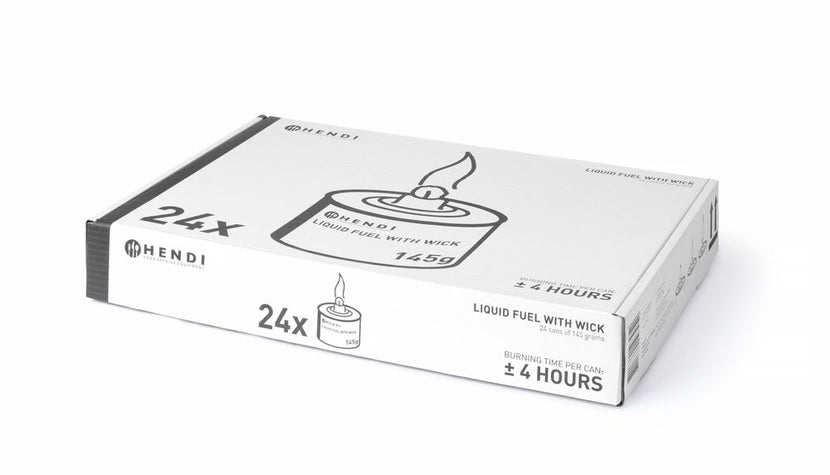 Hendi brandcel met lont 4 uur – grootverpakking voor warmhouden van buffetgerechten