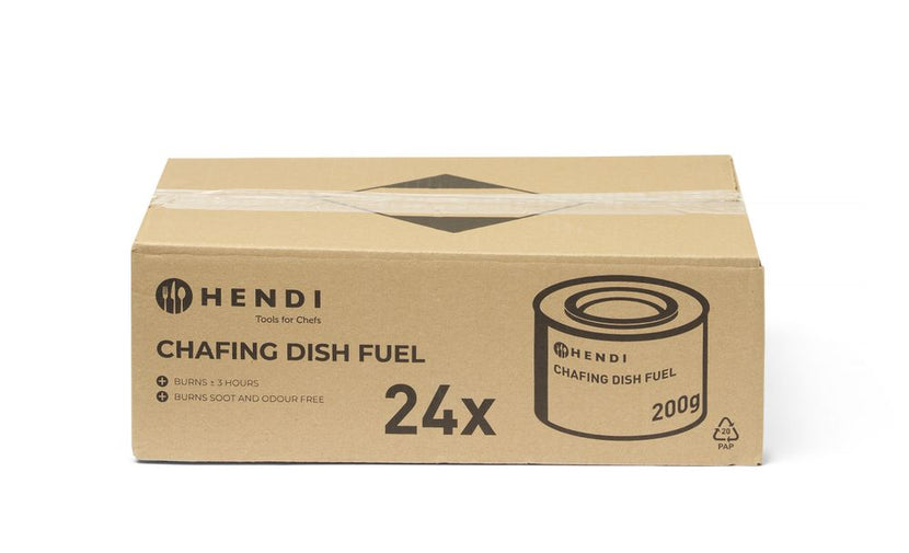 Hendi brandpasta blikje 200 g ethanol – doos van 24 voor chafing dish in de horeca