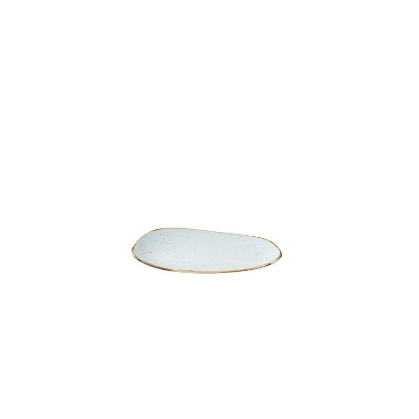 Churchill Stonecast Duck Egg Opal Organic Oblong bord 22 x 13 cm – ovaal porseleinen bordje met organische vorm, set van 12, perfect voor kleine gerechten in de horeca.