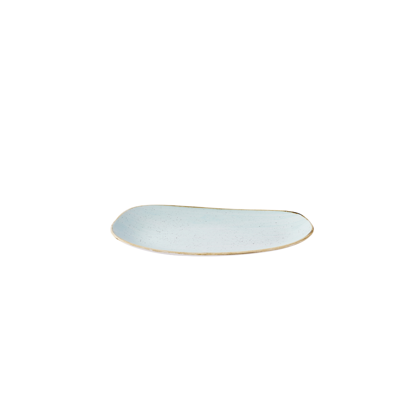Churchill Stonecast Duck Egg Opal Organic Oblong bord 30 x 15 cm – ovaal porseleinen bord met organische vorm, set van 12, perfect voor fine dining.
