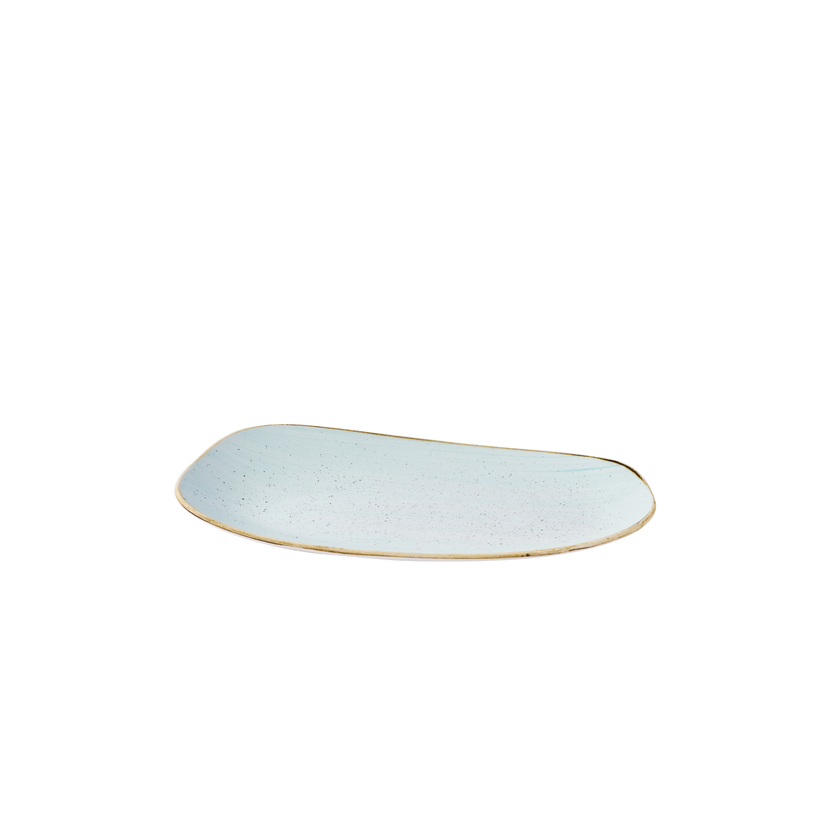 Churchill Stonecast Duck Egg Opal Organic Oblong bord 35 x 18,5 cm – ovaal porseleinen bord met organische rand, set van 6, perfect voor fine dining presentaties.