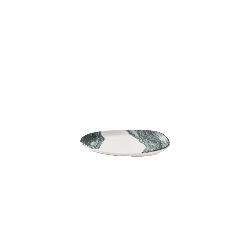 Churchill Tide Black Natural langwerpig bord 22 x 13 cm – zwart porseleinen bord voor hoofdgerechten