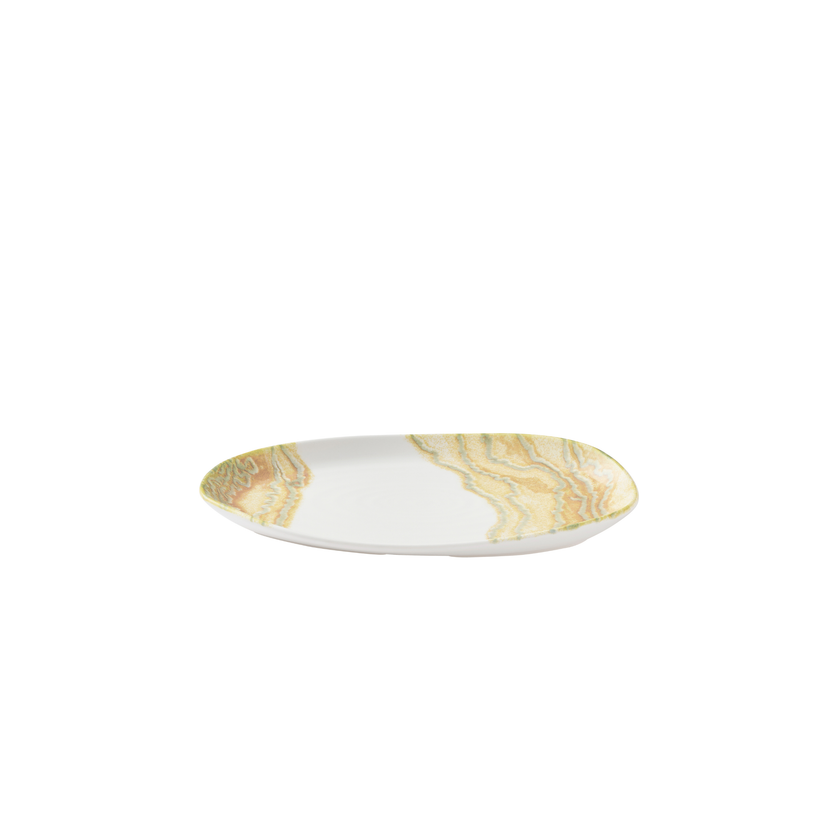 Churchill Tide Gold Natural langwerpig bord 26 x 15 cm – goudkleurig porseleinen bord voor hoofdgerechten