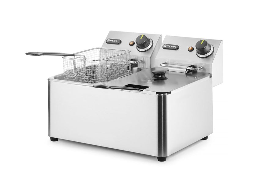 Hendi elektrische dubbelfriteuse 8 liter – twee kuipen voor gescheiden frituren
