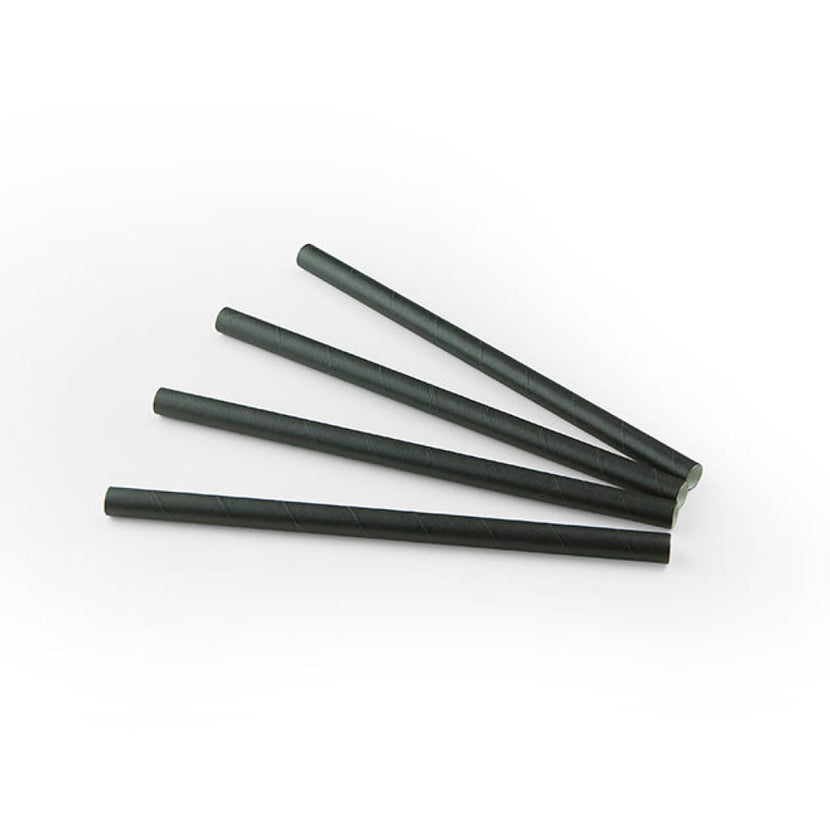 Sier cocktailrietje zwart 150x8 mm – papieren FSC-rietje voor cocktails en mixdranken in de horeca