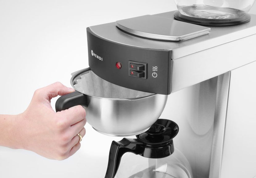 Hendi filterkoffiezetapparaat 2 kannen – koffiemachine met warmhoudplaten voor de horeca