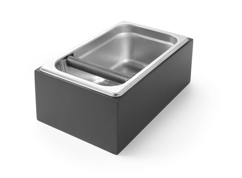 Hendi afklopbak in houten frame GN 1/4 x 100 mm – stijlvolle koffiedikbak voor cafés