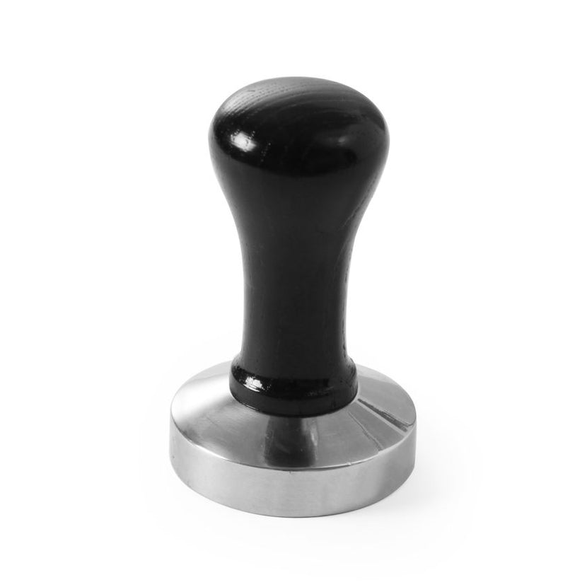Hendi koffietamper rvs en hout 58 mm – aandrukstamper voor espresso in koffiebar