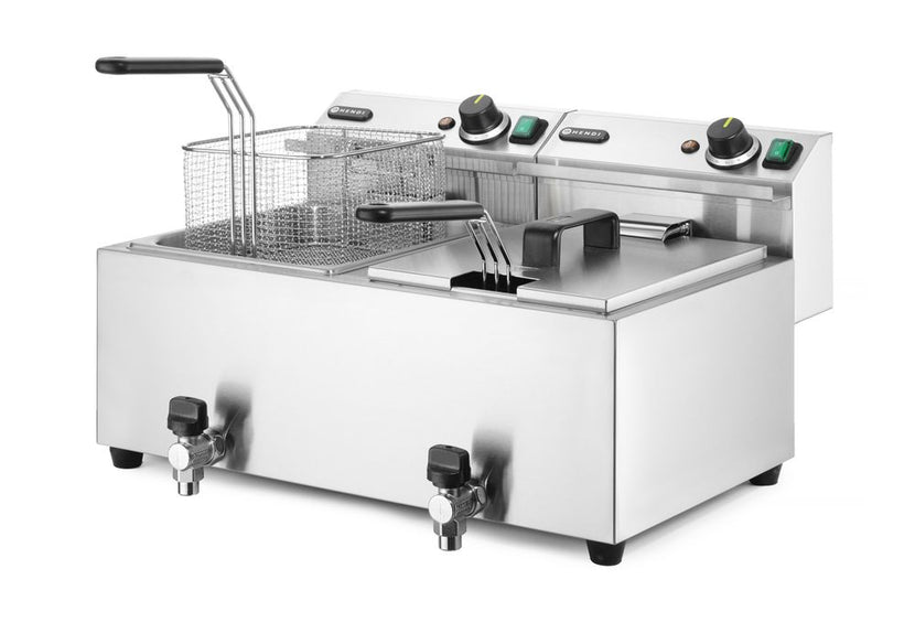 MasterCook dubbelbaks friteuse van Hendi – twee rvs frituurbakken voor snackbar