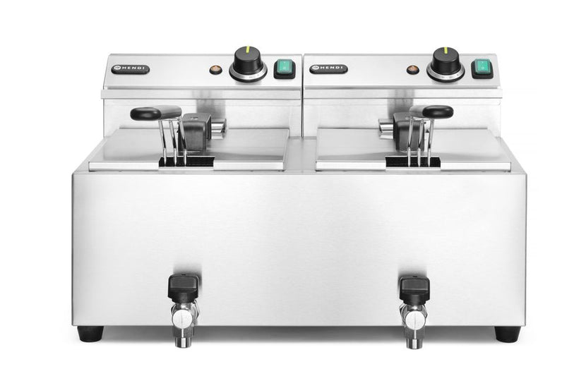 Hendi dubbele friteuse MasterCook 2x8 liter met kraan 2x3500W voor horeca