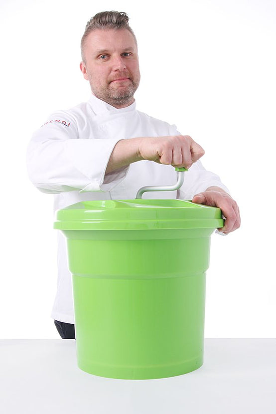 Slacentrifuge 25 l van Hendi met zwengel – veel sla droogslingeren in de catering