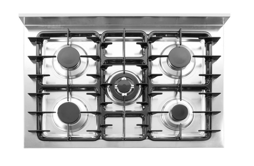 Hendi 5-pits gasfornuis KTP96 – professionele kooktafel met open onderstel voor restaurant