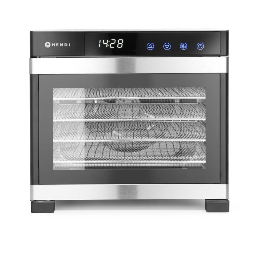 Hendi voedseldroger 6 trays roestvrij staal – compact drogen voor keuken en catering