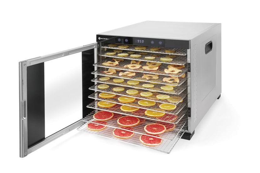 Hendi RVS voedseldroger met 10 rekken – drogen van fruitchips en jerky in de horeca