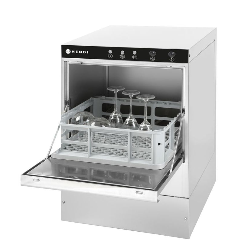 Hendi glazenvaatwasser K40 met afvoer- en reinigingspomp – complete spoelmachine voor bar