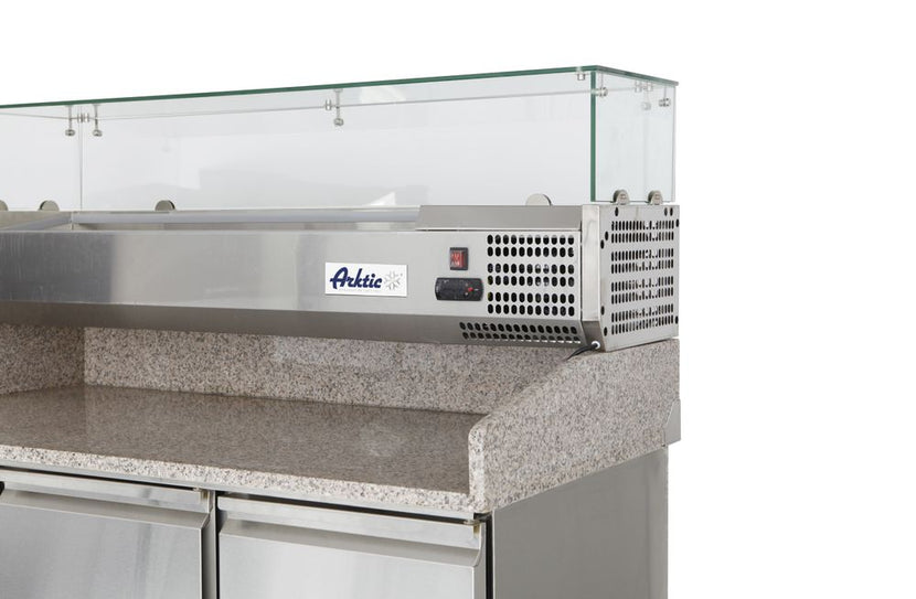 Hendi pizzawerkbank gekoeld 230V – saladette voor beleg en toppings in de horeca