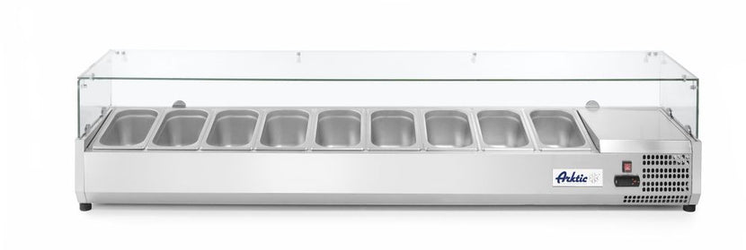 Hendi opzetkoelvitrine 9x GN 1/3 met glazen kap – ruime gekoelde vitrine voor horeca